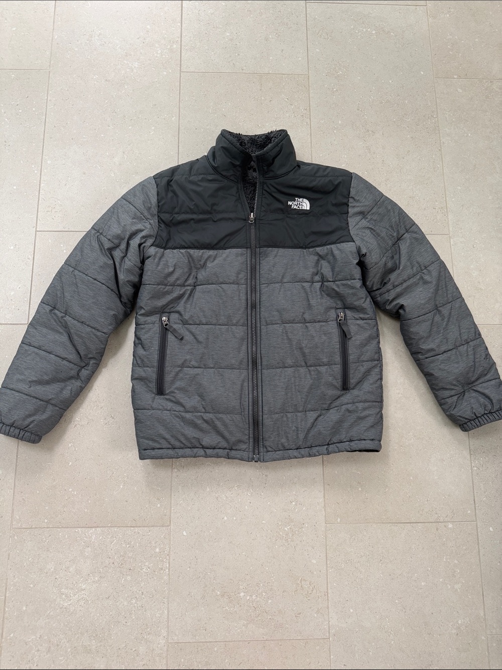 The North Face Two-Tone Gray Quilted Puffer Jacket